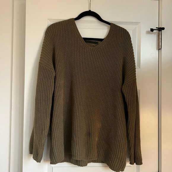 Jenni Kayne Knit Olive Green Sweater - Picture 1 of 4